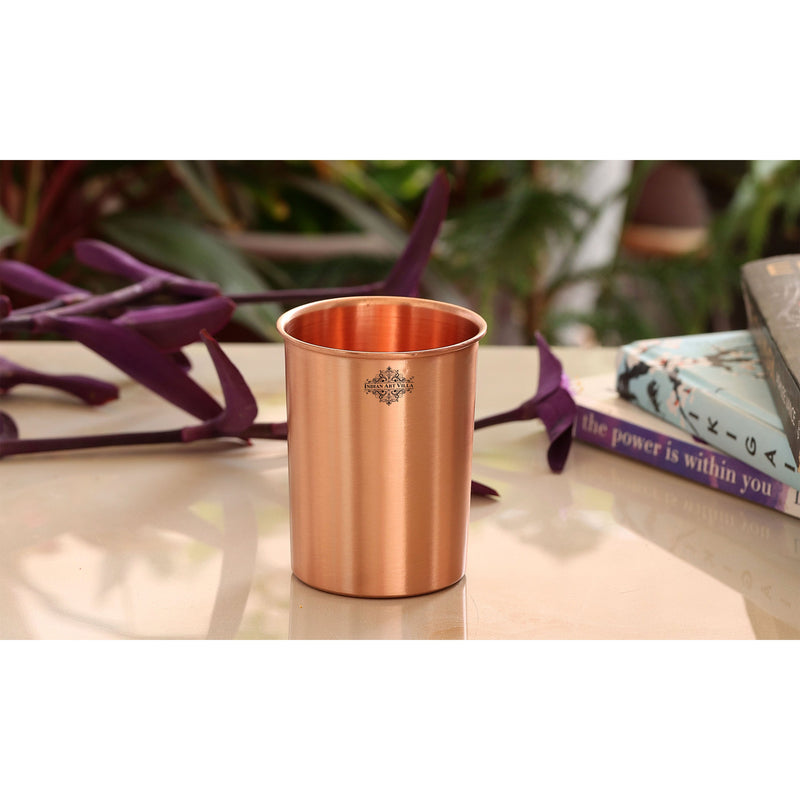 Pure Copper Lacquer Coated Plain & Hammered Design Glass 275 ML