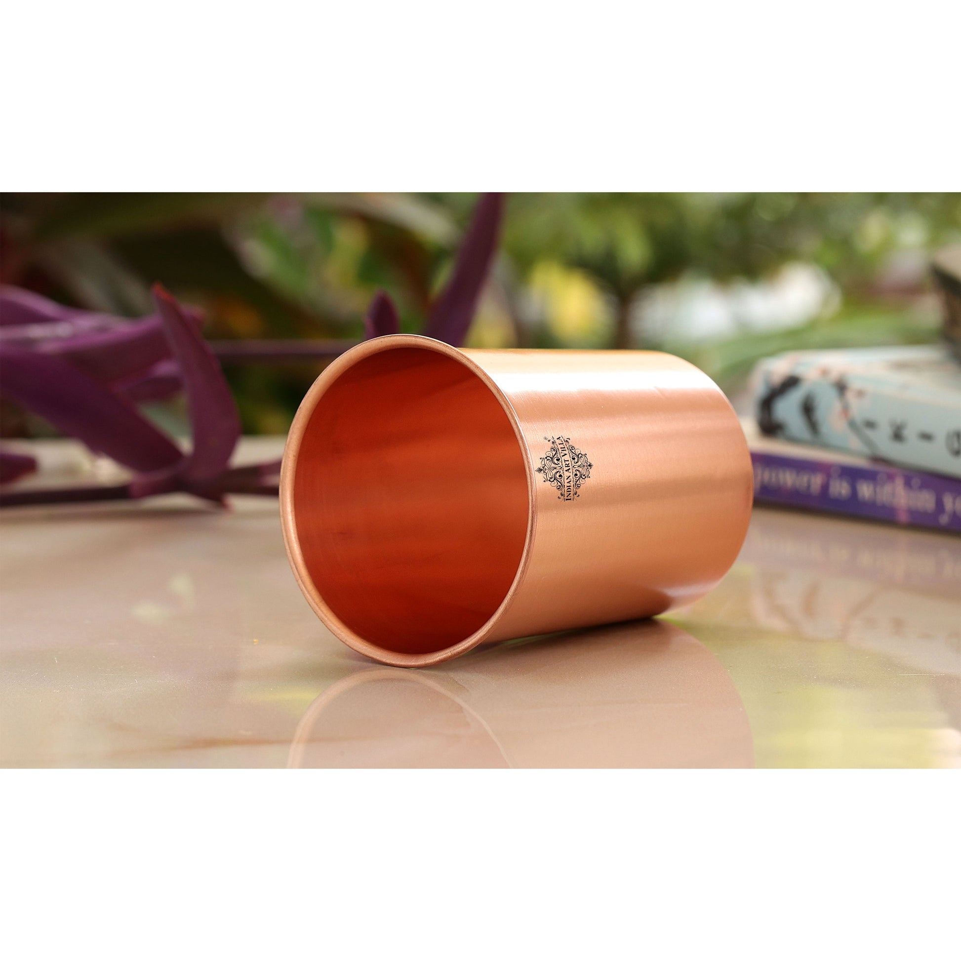 Pure Copper Lacquer Coated Plain & Hammered Design Glass 275 ML