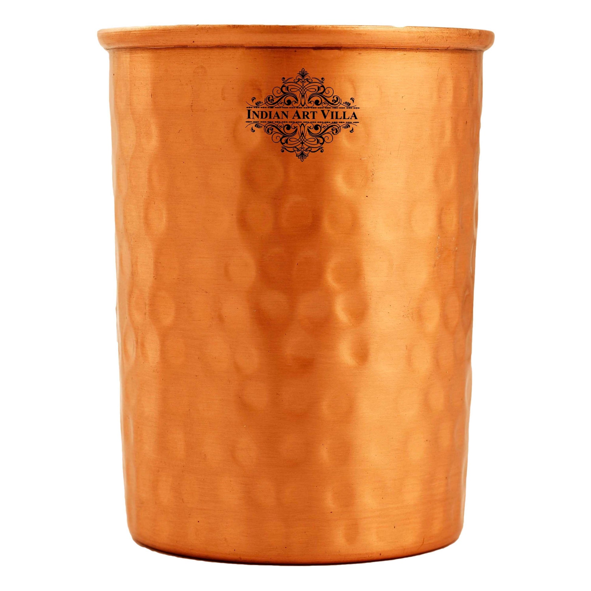 Pure Copper Lacquer Coated Plain & Hammered Design Glass 275 ML