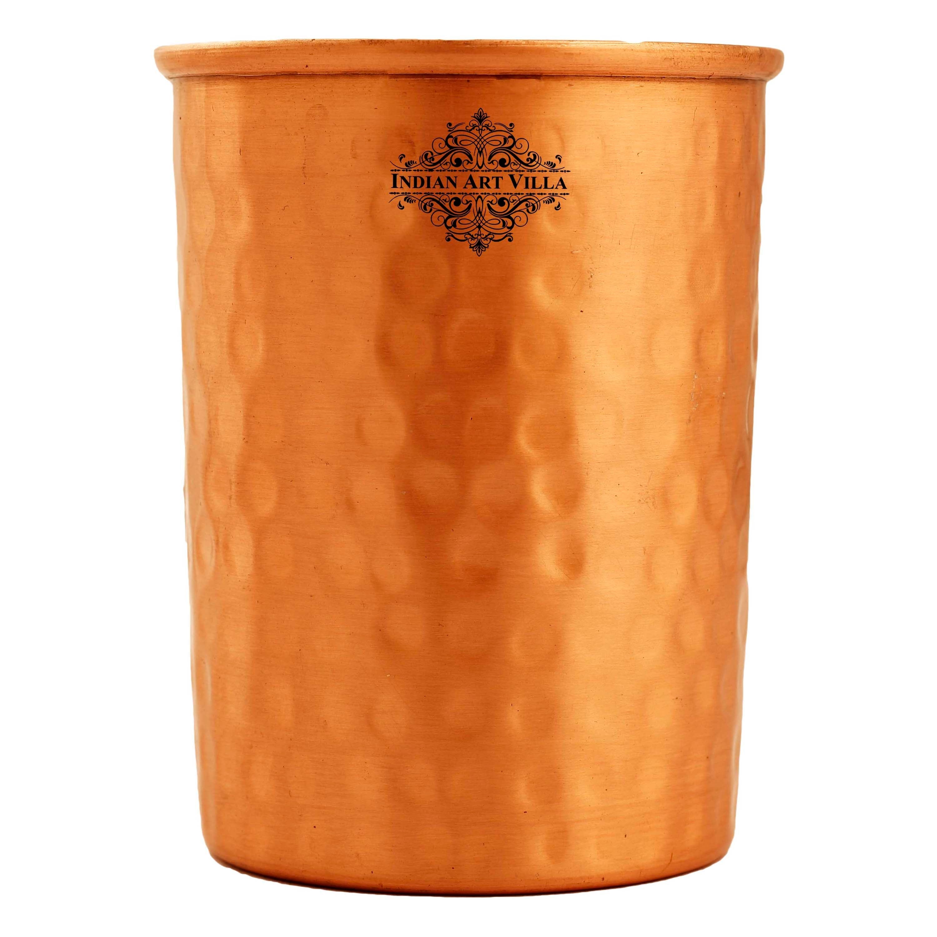 Pure Copper Lacquer Coated Plain & Hammered Design Glass 275 ML