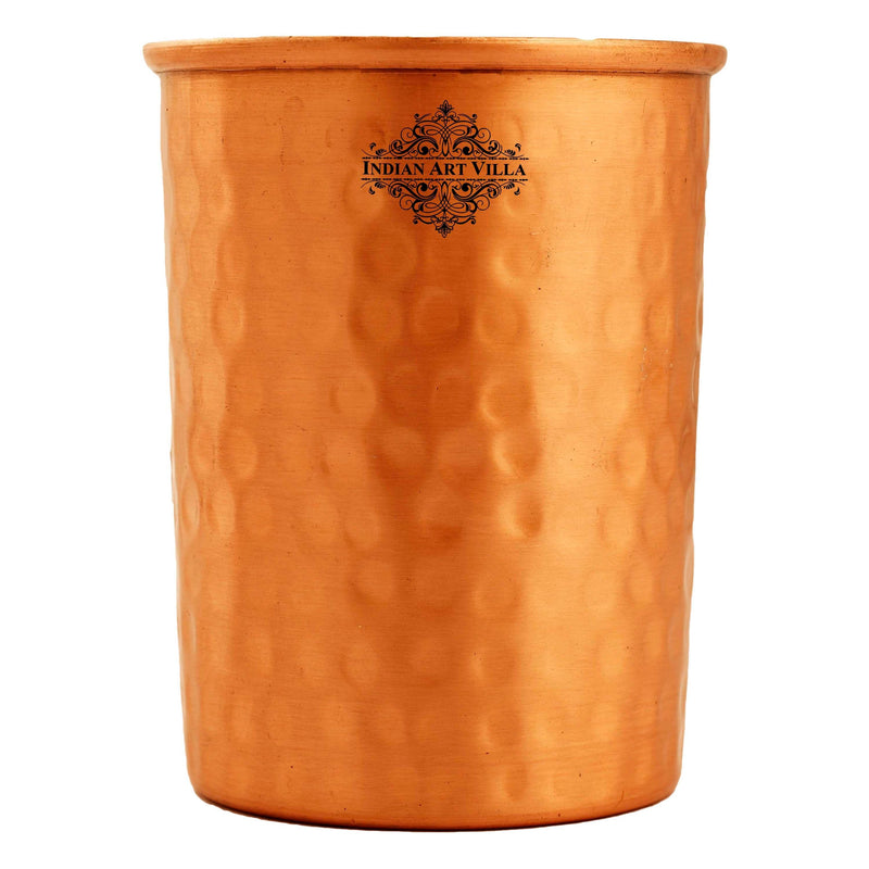 Pure Copper Lacquer Coated Plain & Hammered Design Glass 275 ML