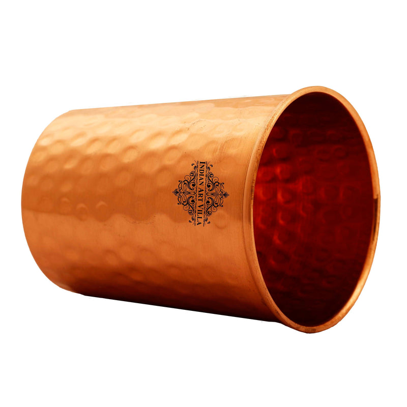 Pure Copper Lacquer Coated Plain & Hammered Design Glass 275 ML