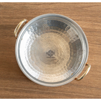 Pure Copper Handi With Handle Inside Tin Lining, Hammered Design, Serveware & Tableware