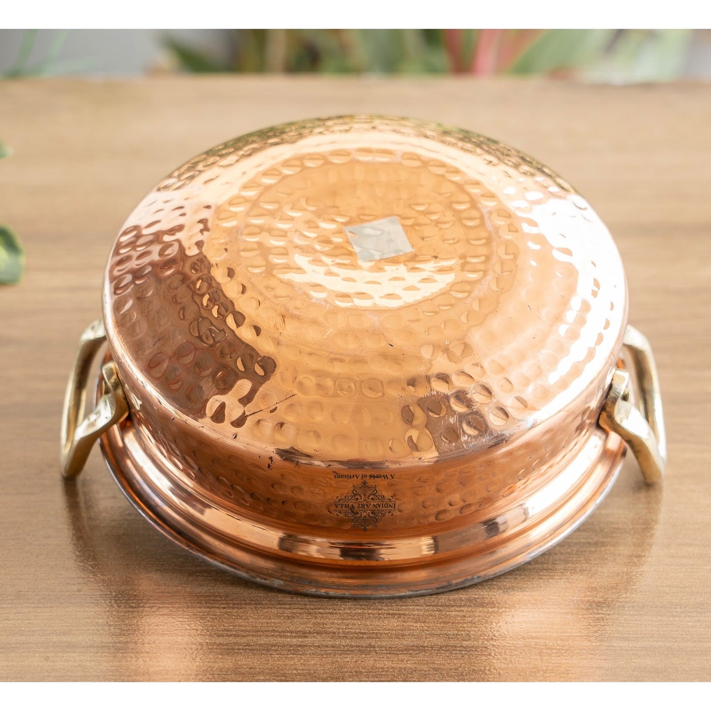 Pure Copper Handi With Handle Inside Tin Lining, Hammered Design, Serveware & Tableware