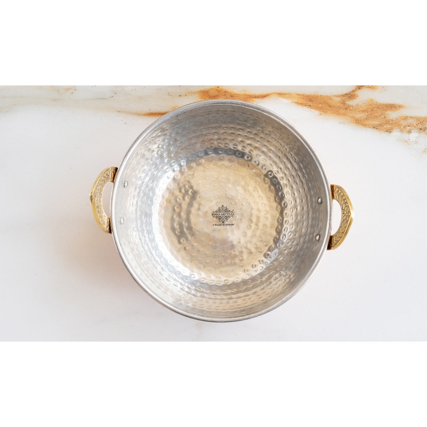 Pure Copper Kadai With Tin Lining, Hammered Design, Cookware & Tableware