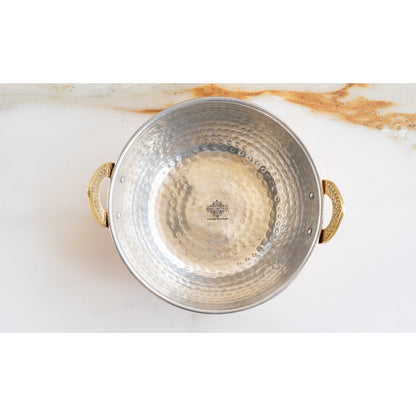 Pure Copper Kadai With Tin Lining, Hammered Design, Cookware & Tableware