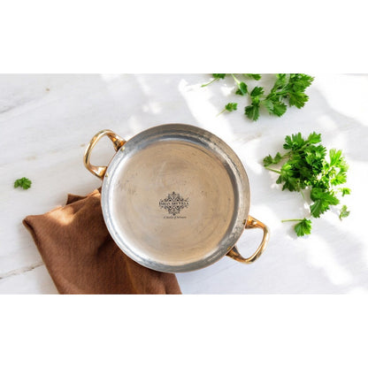 Pure Copper Round Dish, Pan Double Brass Handle With Tin Lining