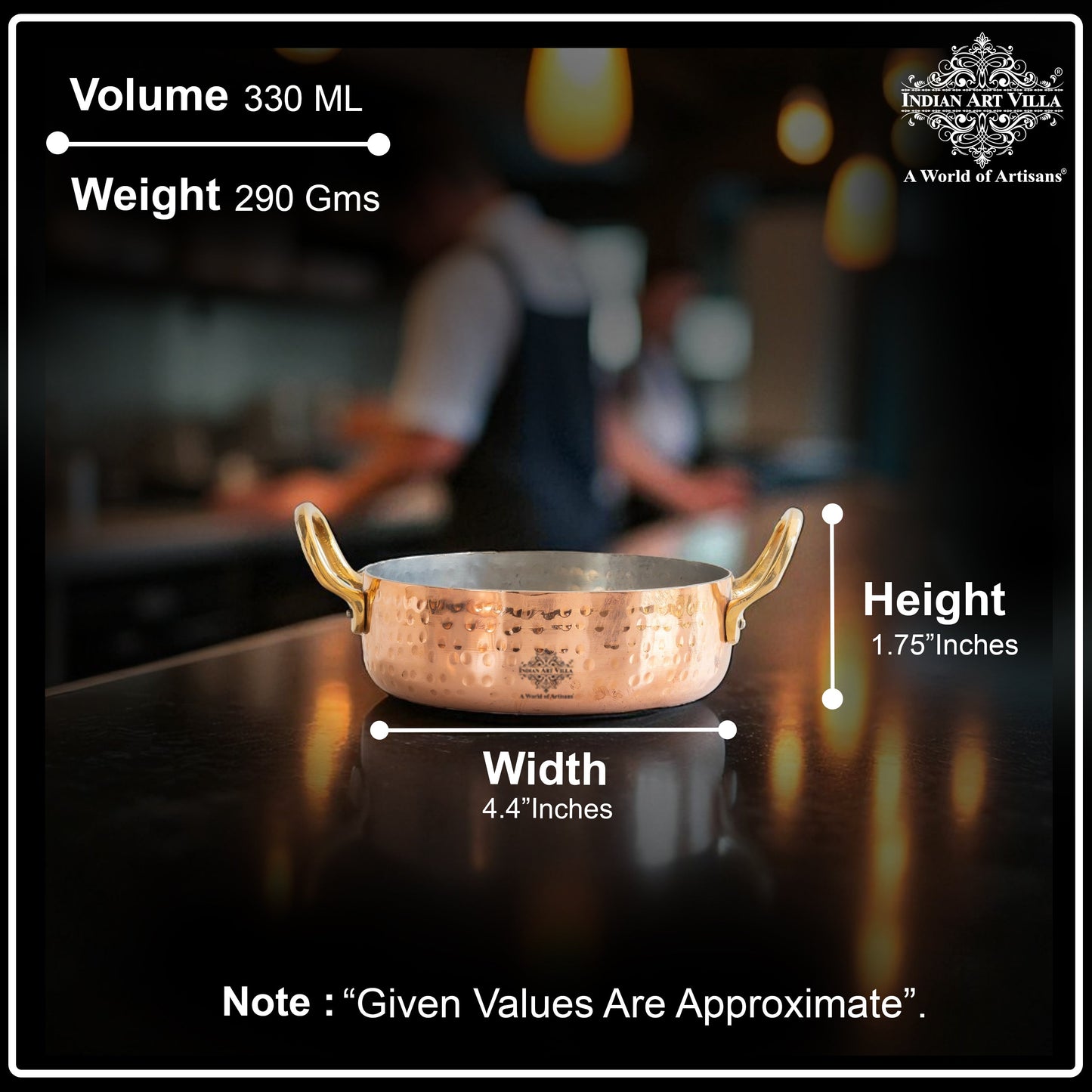 Pure Copper Round Dish, Pan Double Brass Handle With Tin Lining