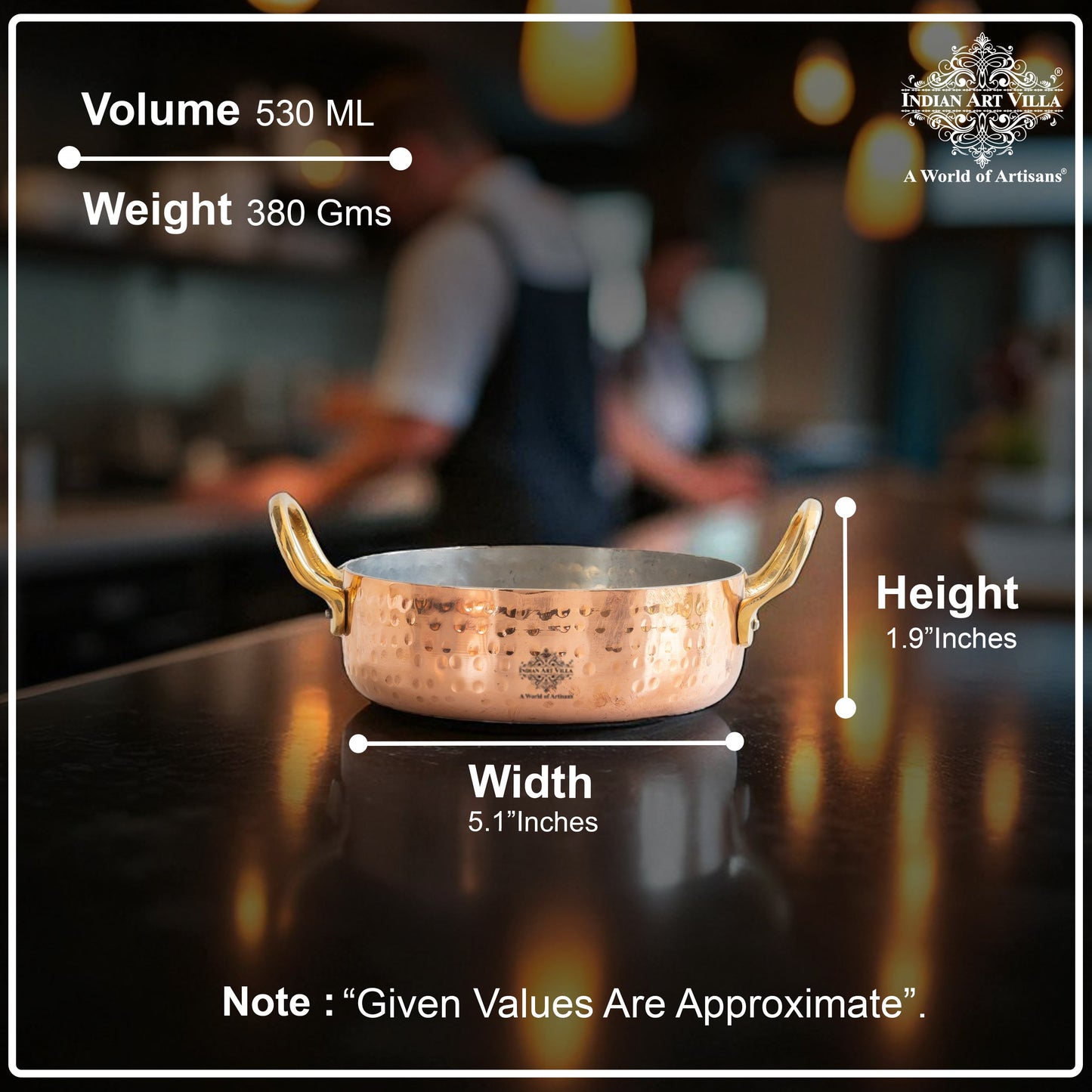 Pure Copper Round Dish, Pan Double Brass Handle With Tin Lining