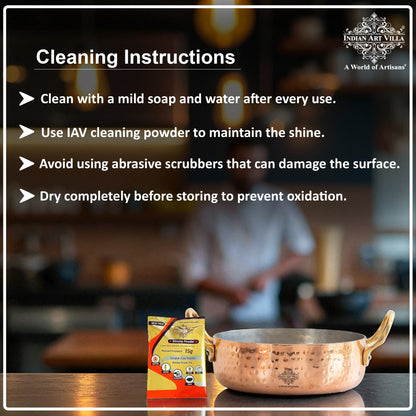 Pure Copper Round Dish, Pan Double Brass Handle With Tin Lining