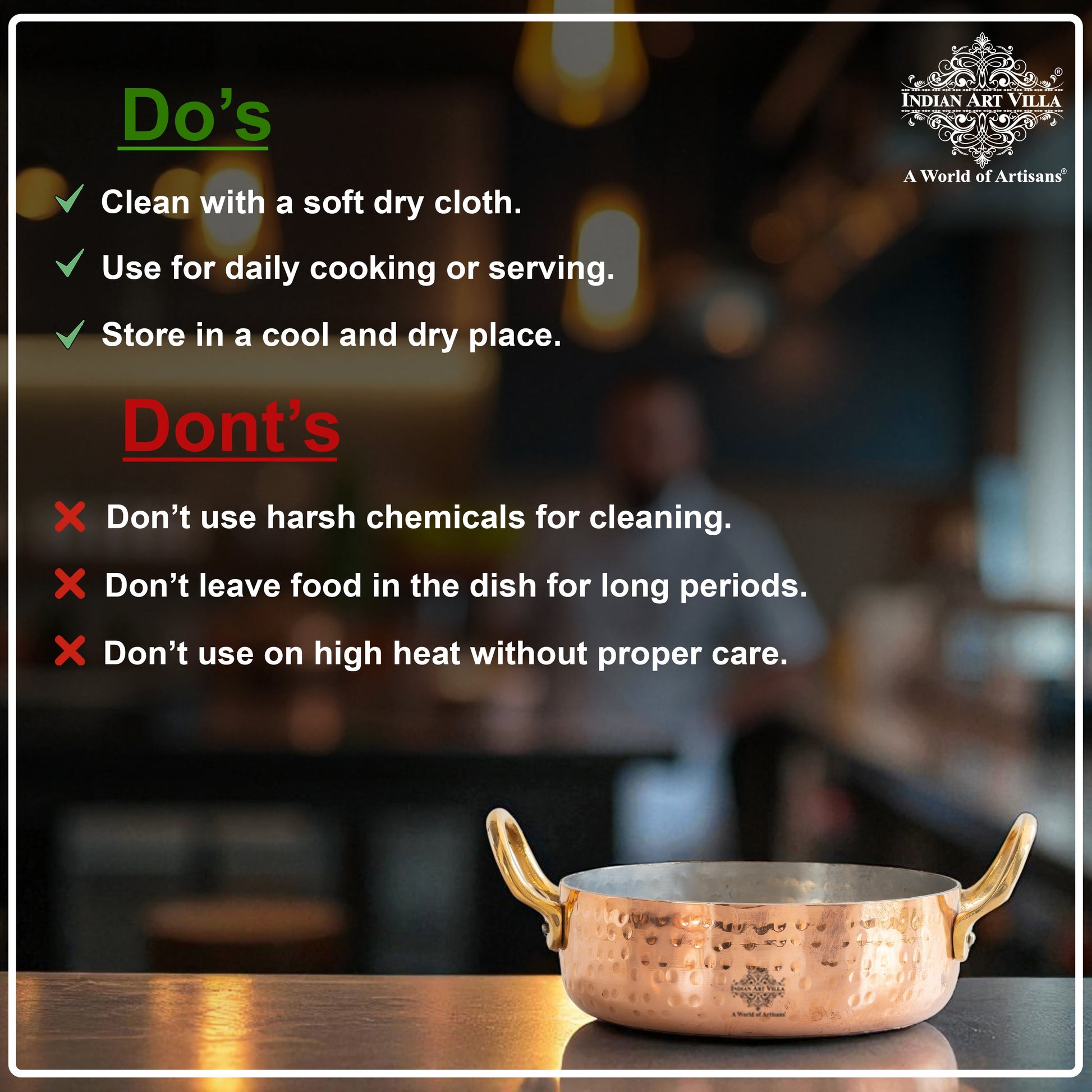 Pure Copper Round Dish, Pan Double Brass Handle With Tin Lining