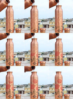 Pure Copper Water Bottle with Unique Artistic Designs – 900 ML