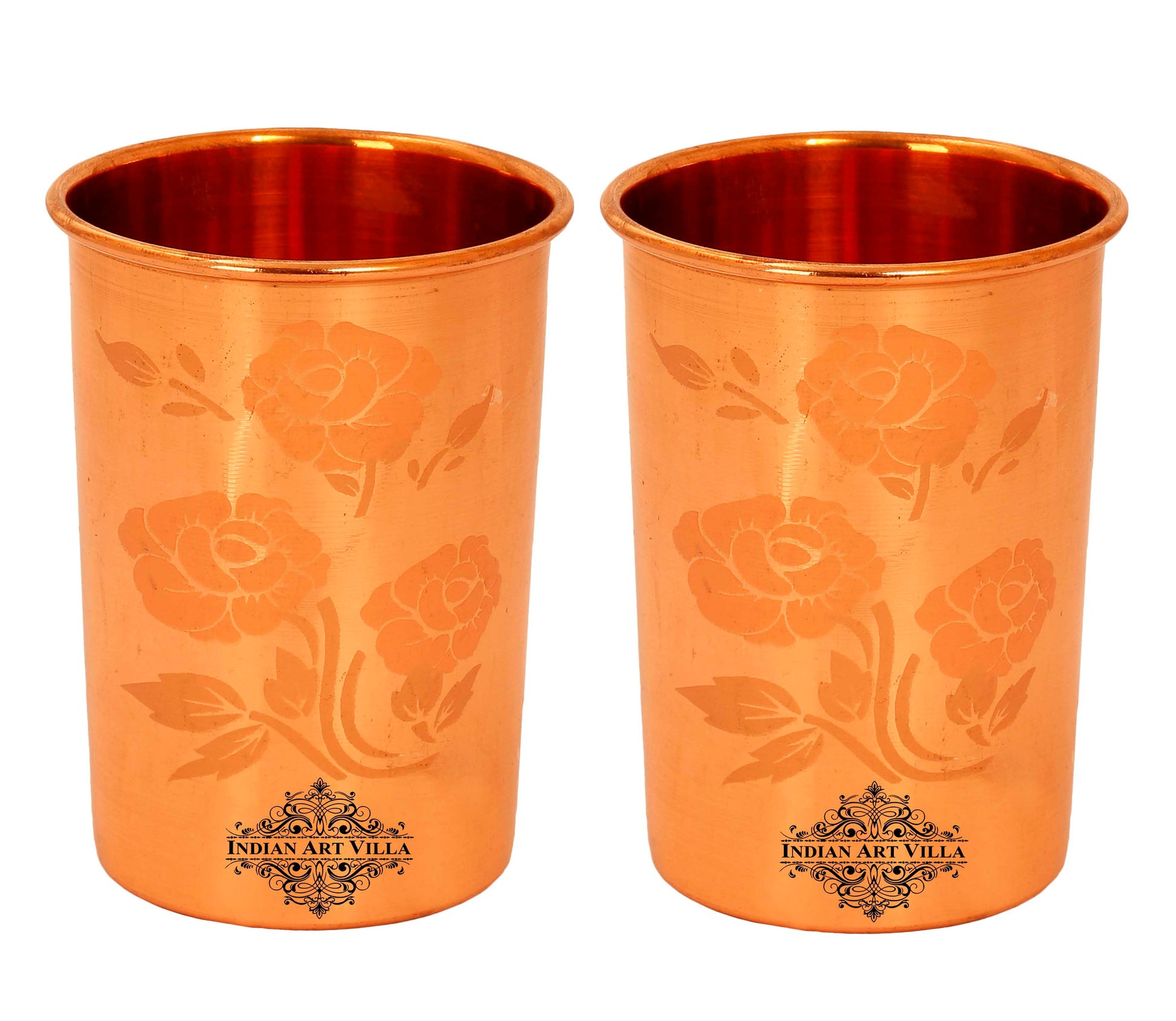 Pure Copper Lacquer Coated Plain & Hammered Design Glass 275 ML