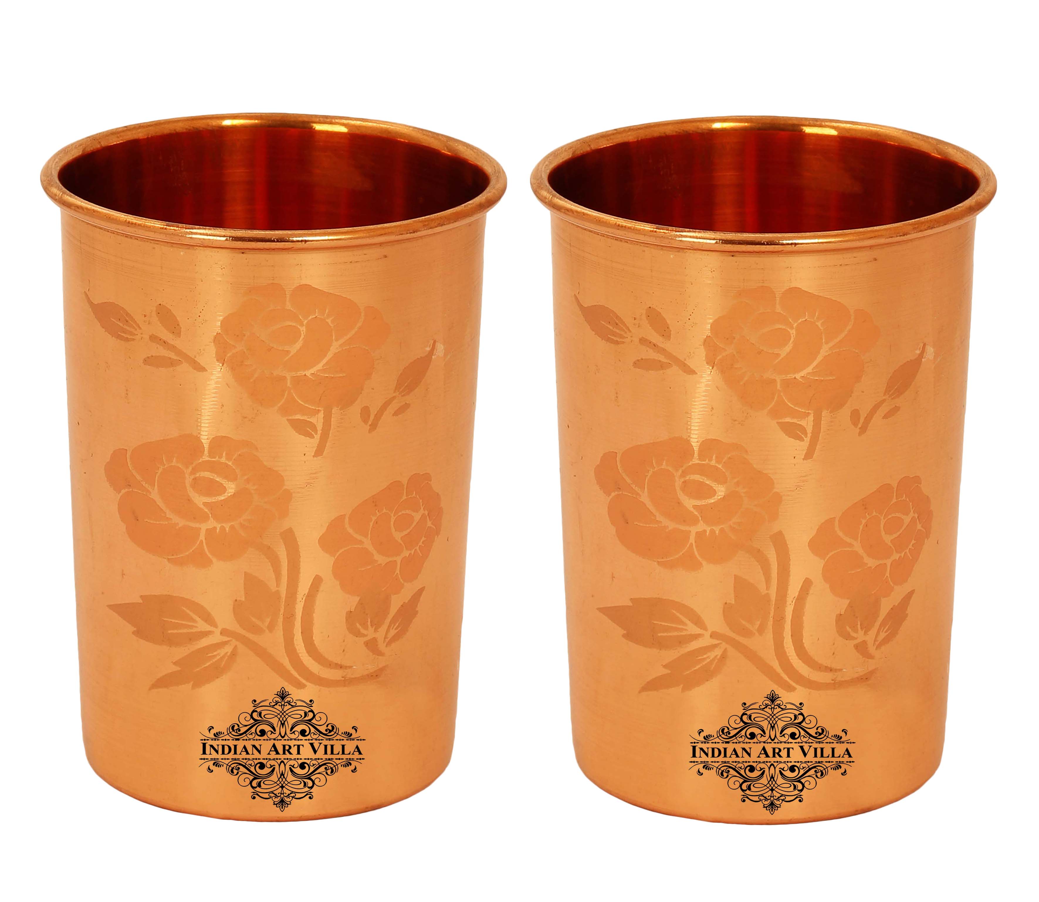 Pure Copper Lacquer Coated Plain & Hammered Design Glass 275 ML