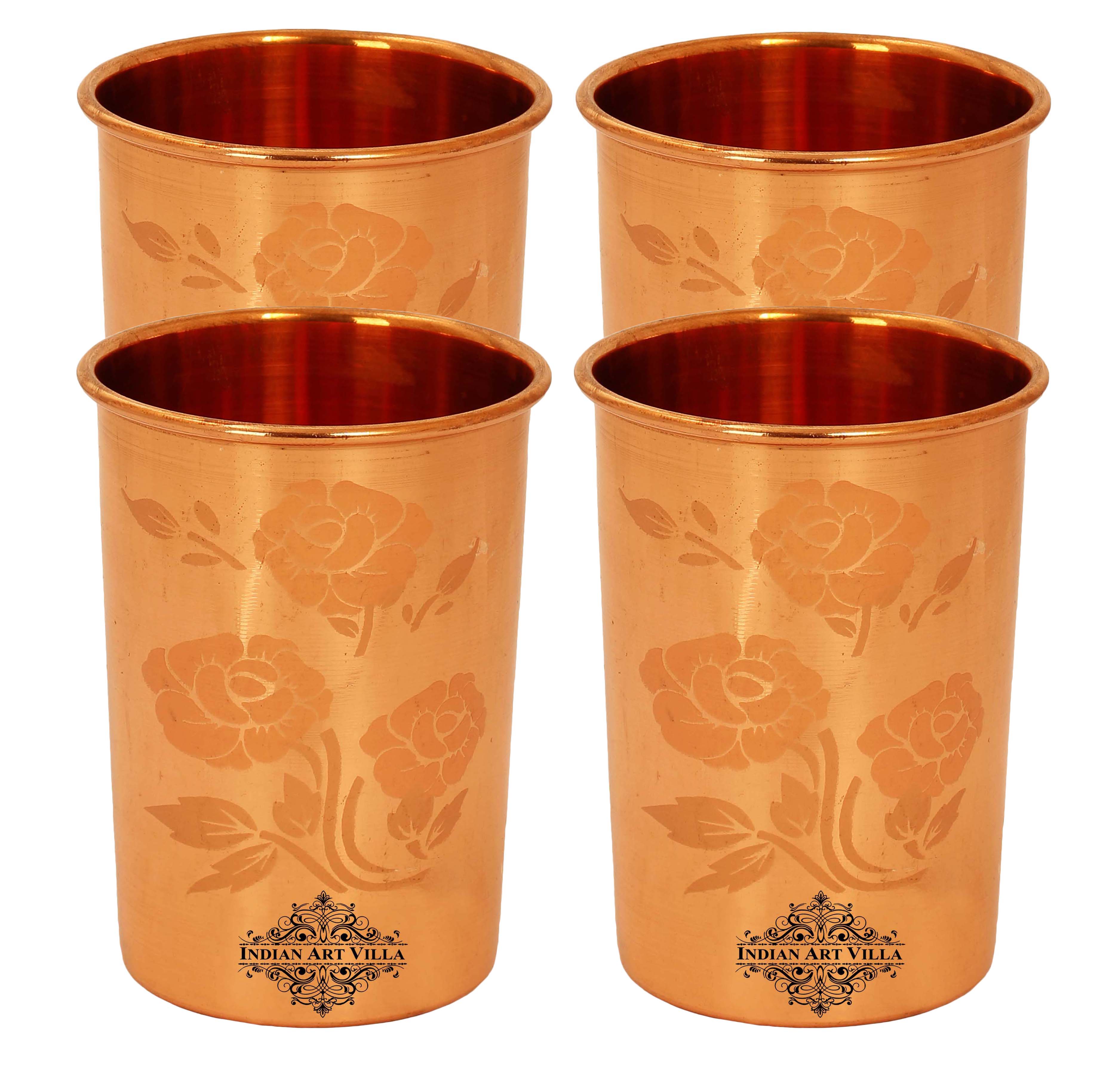 Pure Copper Lacquer Coated Plain & Hammered Design Glass 275 ML