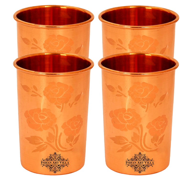 Pure Copper Lacquer Coated Plain & Hammered Design Glass 275 ML