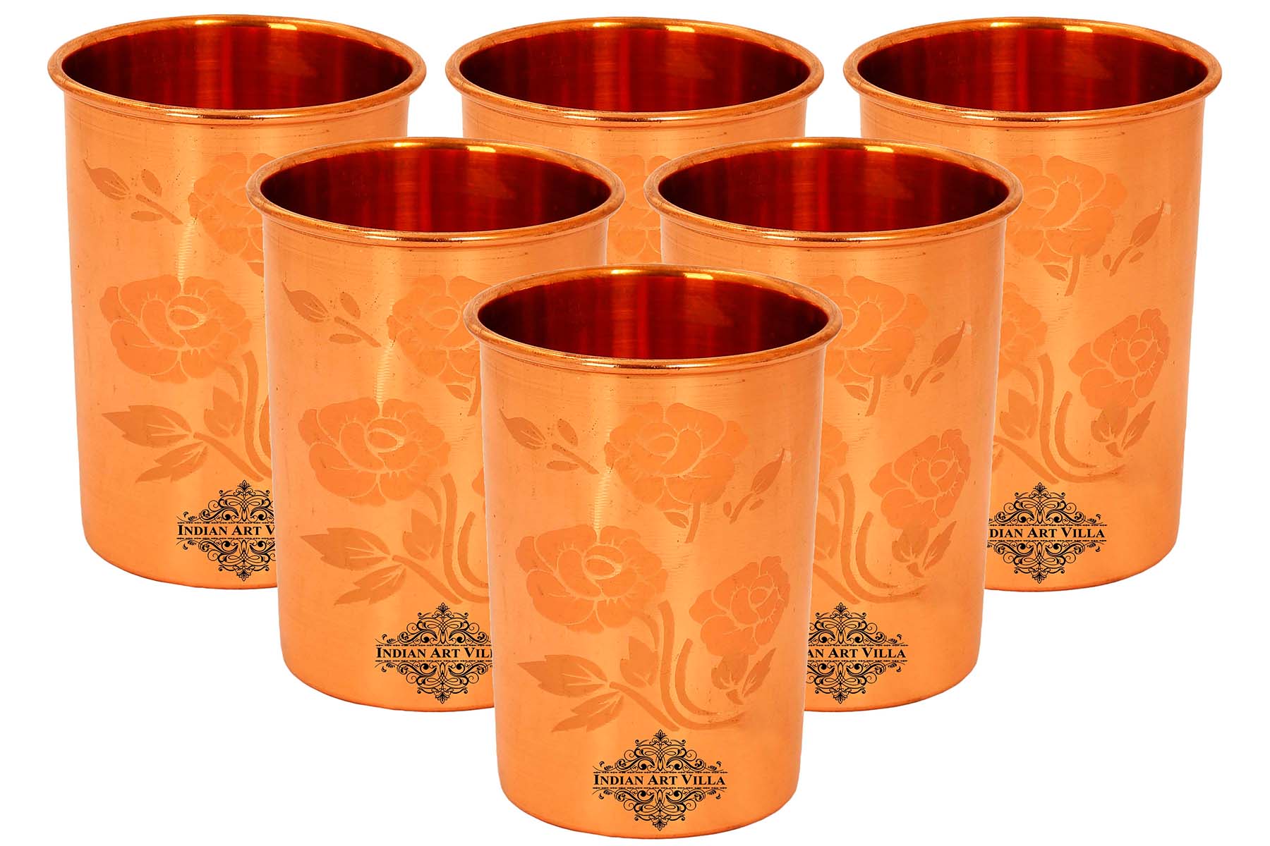 Pure Copper Lacquer Coated Plain & Hammered Design Glass 275 ML