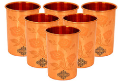 Pure Copper Lacquer Coated Plain & Hammered Design Glass 275 ML