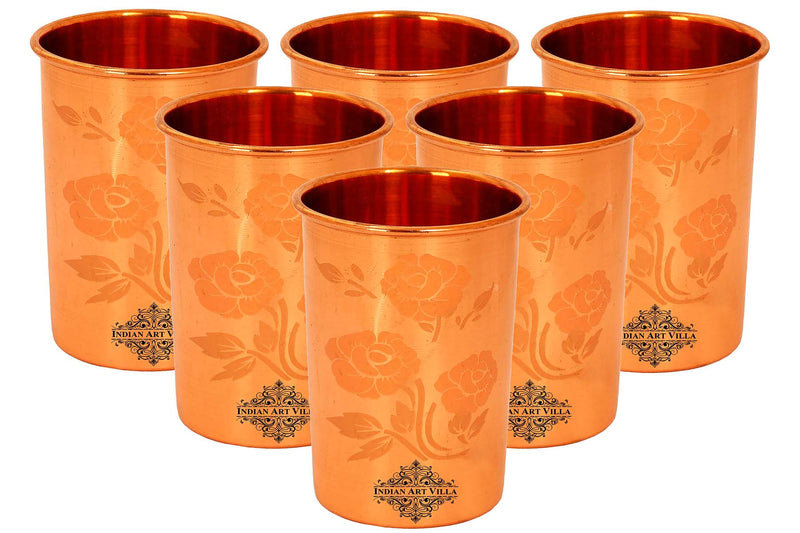 Pure Copper Lacquer Coated Plain & Hammered Design Glass 275 ML
