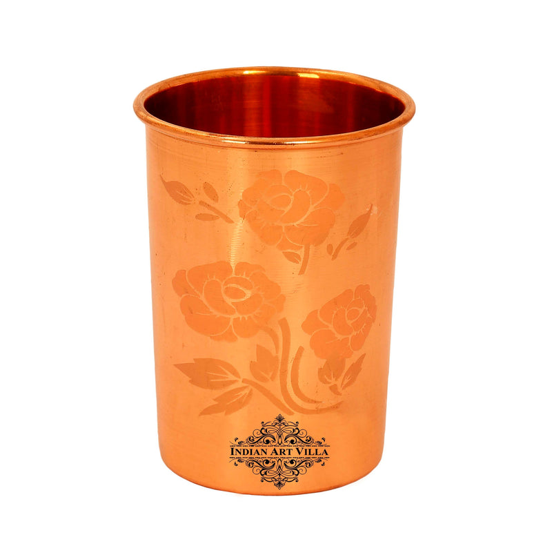 Pure Copper Lacquer Coated Plain & Hammered Design Glass 275 ML