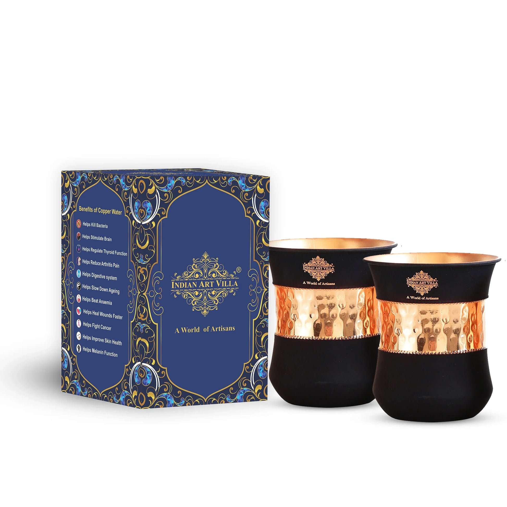 Pure Copper Half Silk Finish Glass – 300 ML