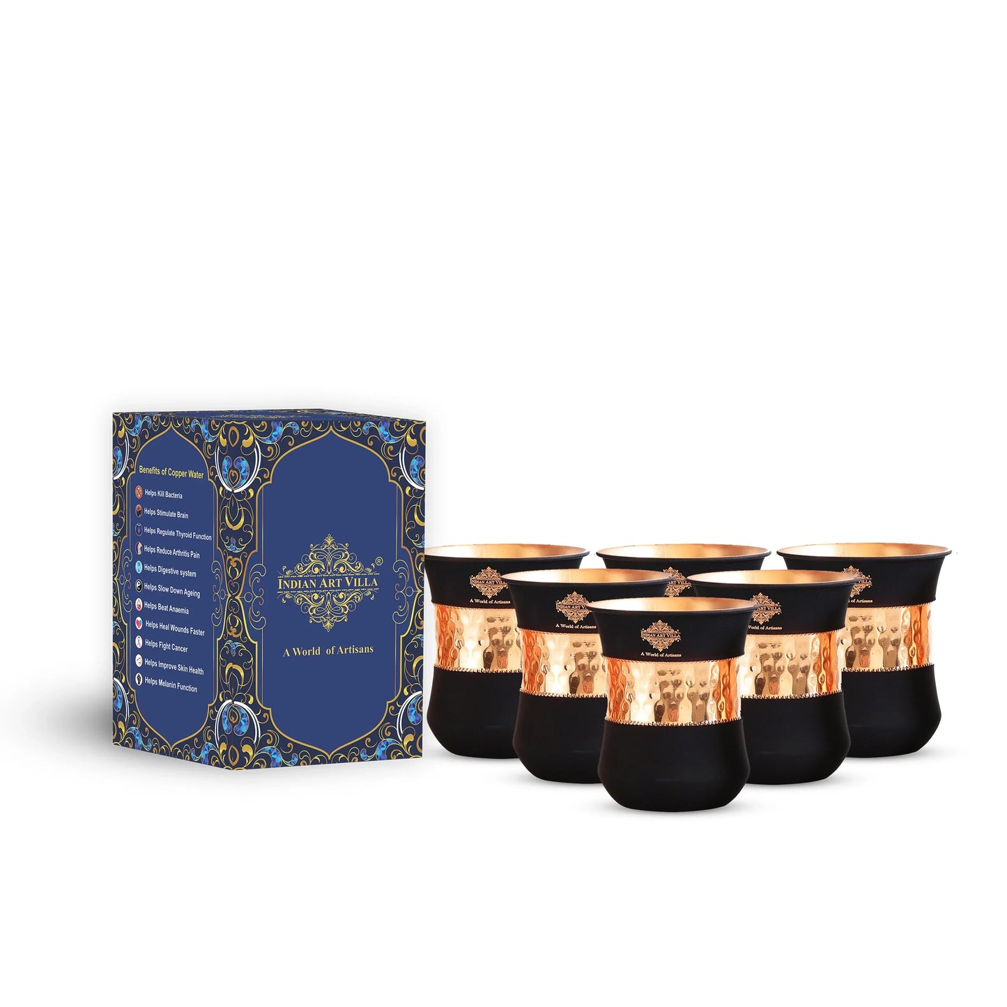 Pure Copper Half Silk Finish Glass – 300 ML