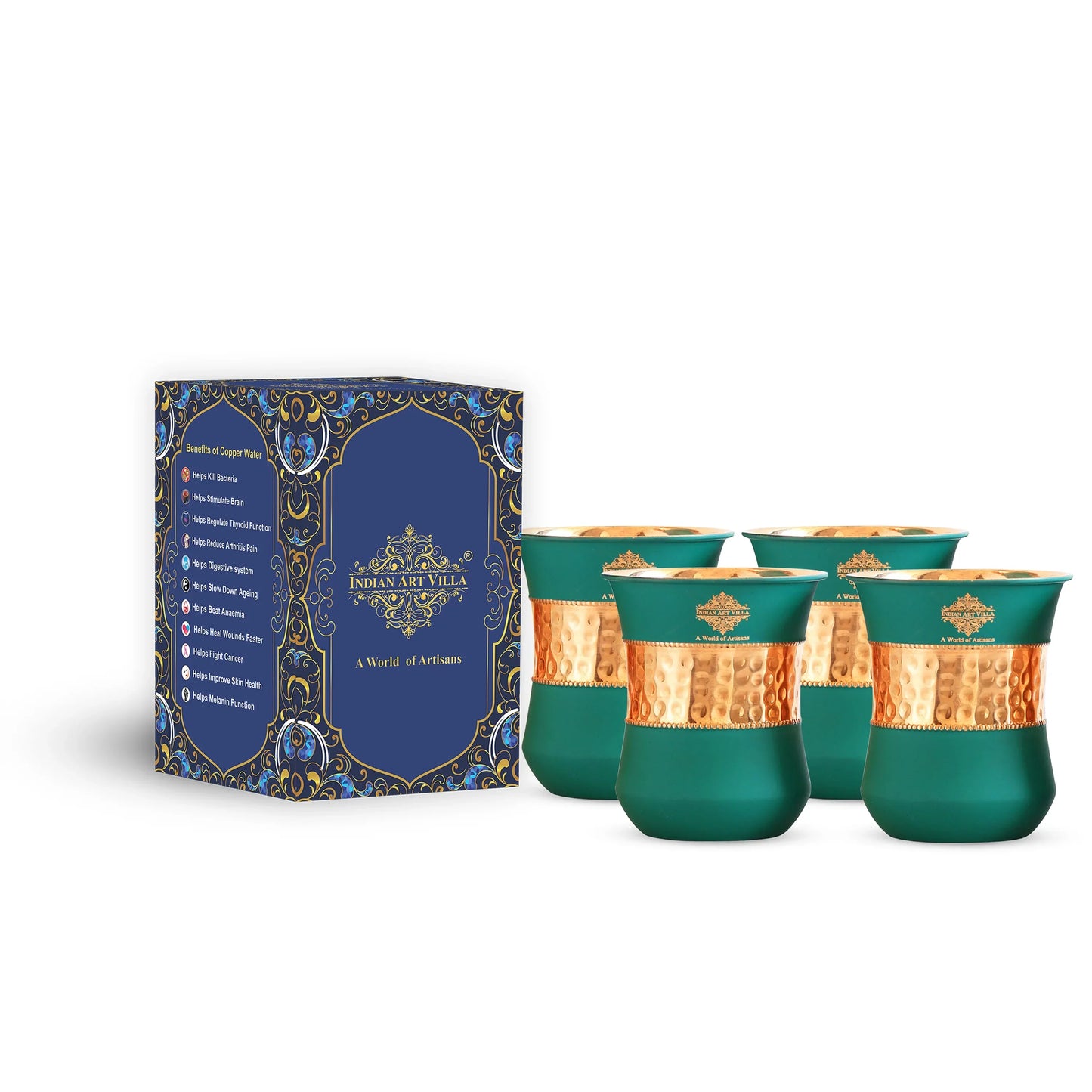 Pure Copper Half Silk Finish Glass – 300 ML