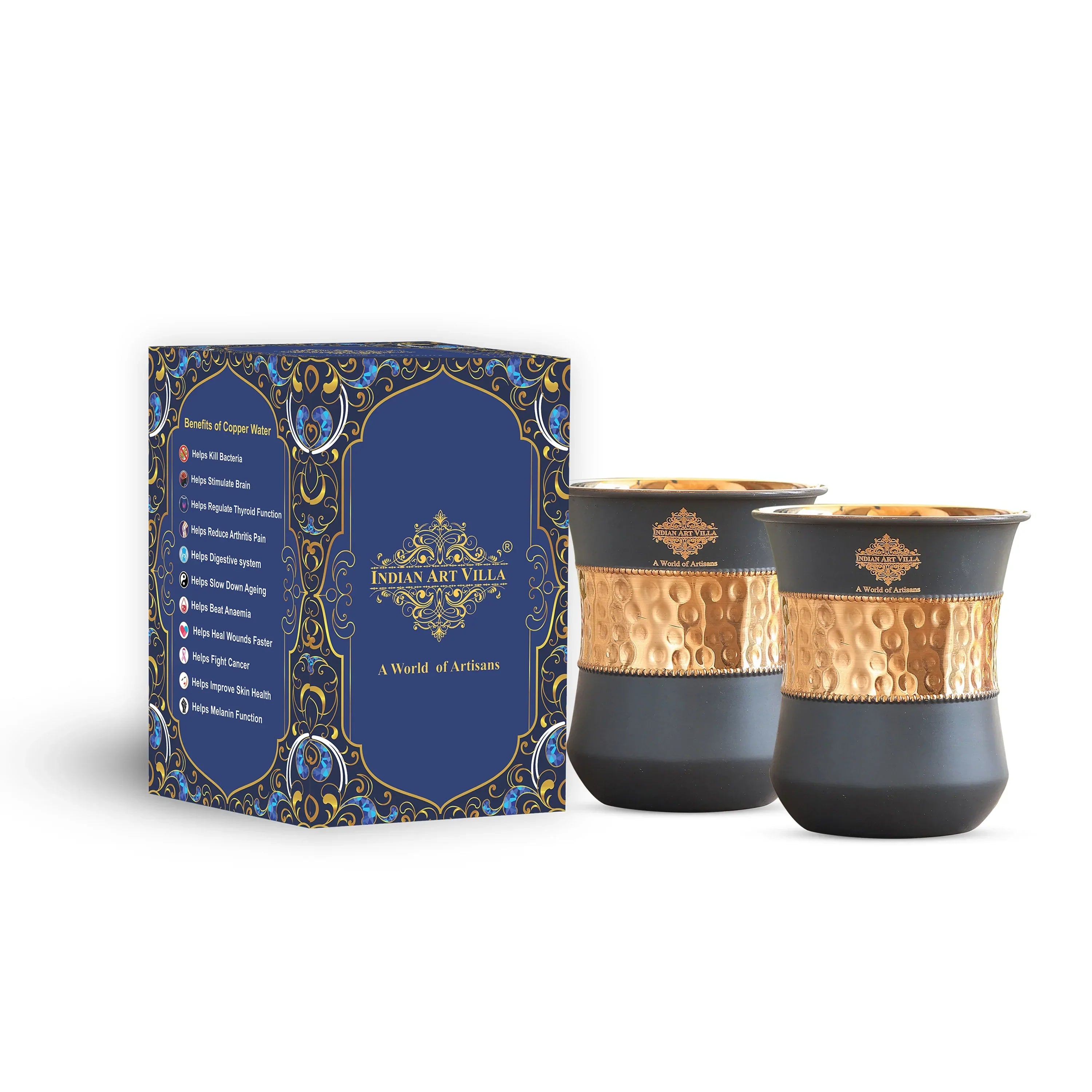 Pure Copper Half Silk Finish Glass – 300 ML
