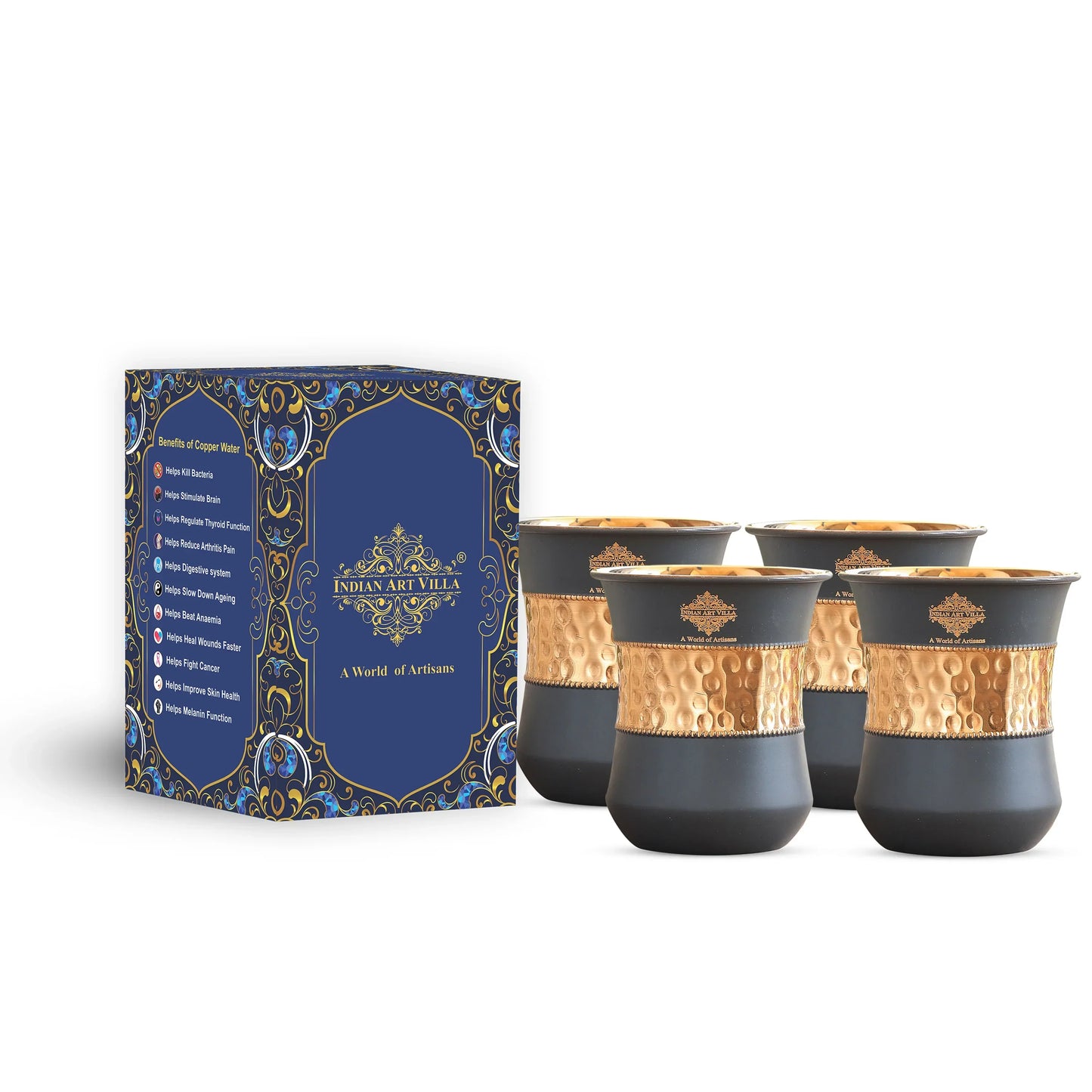 Pure Copper Half Silk Finish Glass – 300 ML