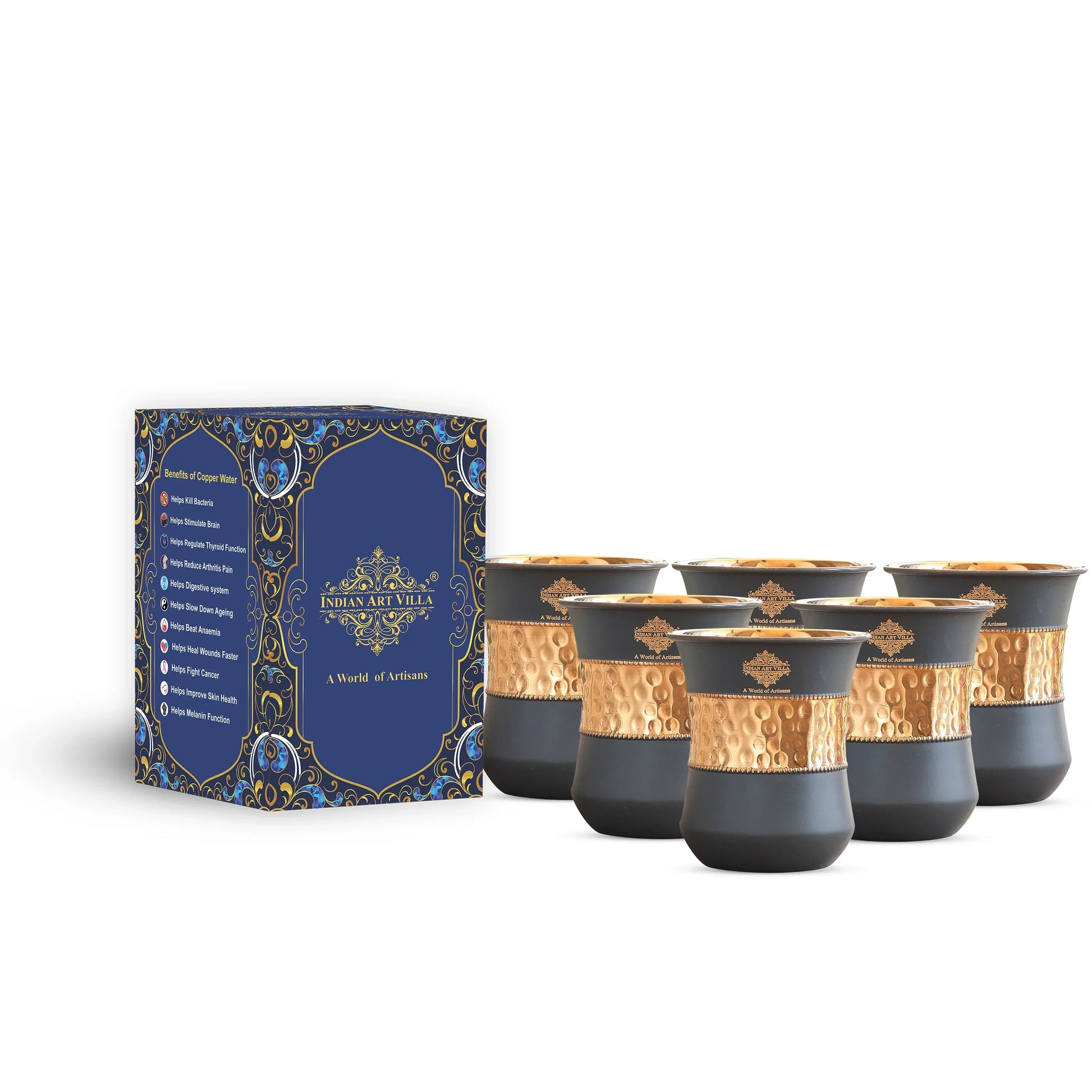 Pure Copper Half Silk Finish Glass – 300 ML