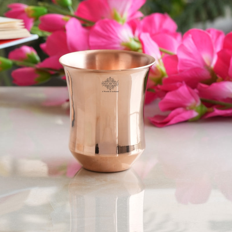 Pure Copper Plain & Hammered Design Glass, Drinkware, Tableware, Heavy Weight with 200 Grams