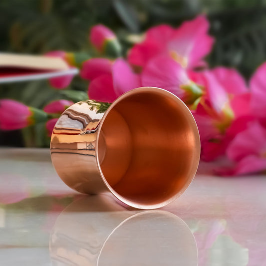 Pure Copper Plain & Hammered Design Glass, Drinkware, Tableware, Heavy Weight with 200 Grams