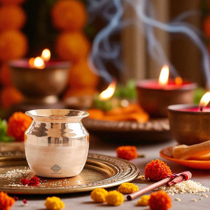 Pure Copper Copper Kalash / lota | Luxury Design | Shine Finish | Pujan Purpose