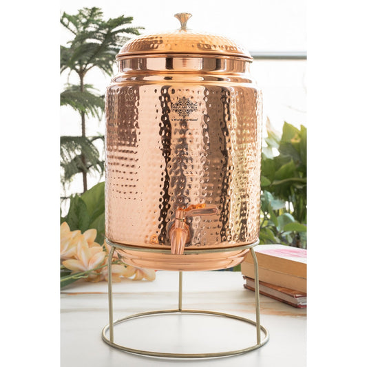 Pure Copper Hammered Design Water Pot with Stand