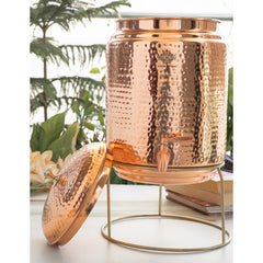 Pure Copper Hammered Design Water Pot with Stand