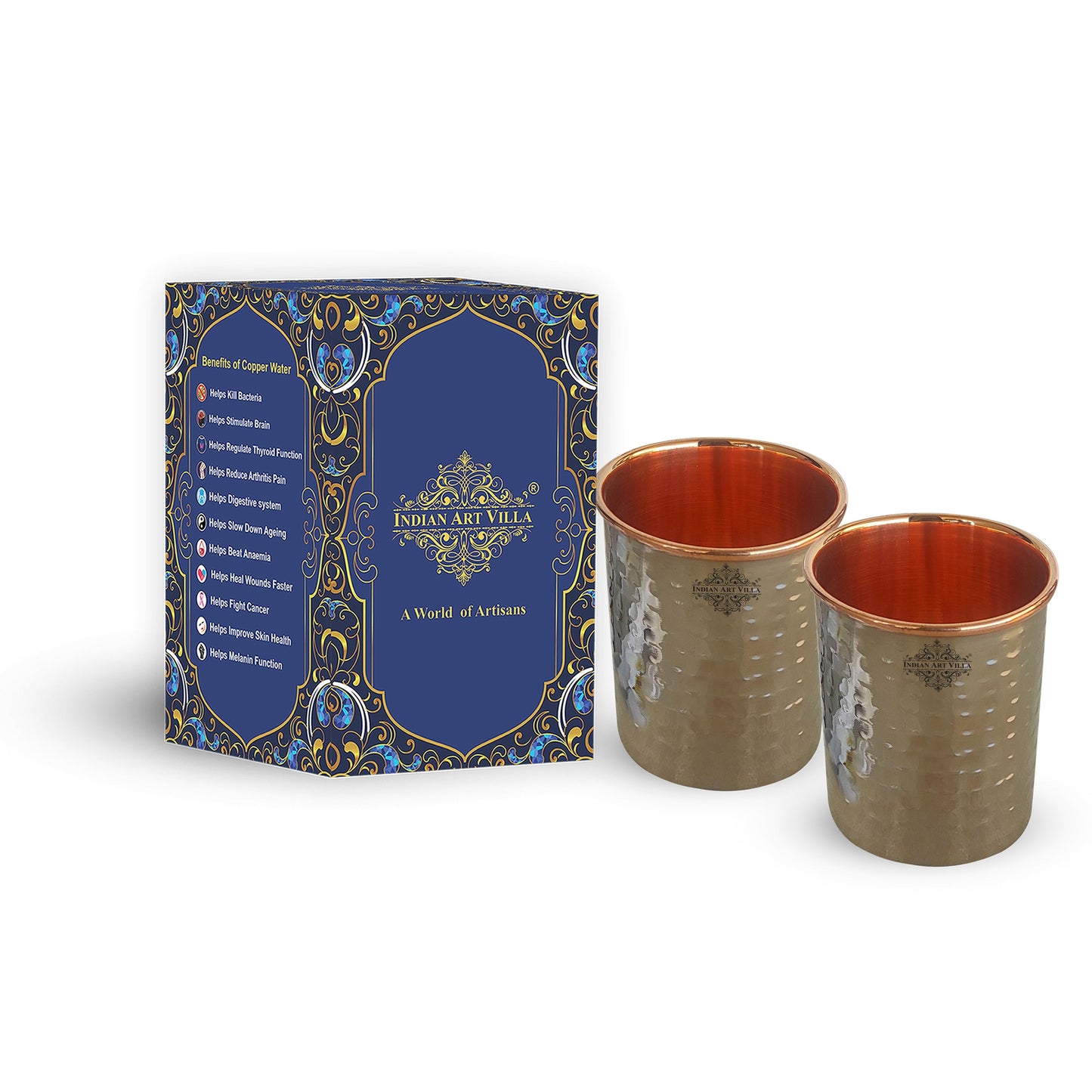 Steel Copper Glass, Tumbler Handcrafted in Luxury Design, Drinkware, Serveware, 250ml