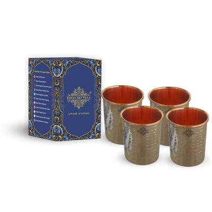 Steel Copper Glass, Tumbler Handcrafted in Luxury Design, Drinkware, Serveware, 250ml