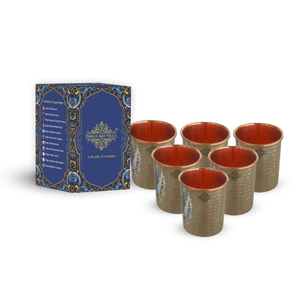 Steel Copper Glass, Tumbler Handcrafted in Luxury Design, Drinkware, Serveware, 250ml