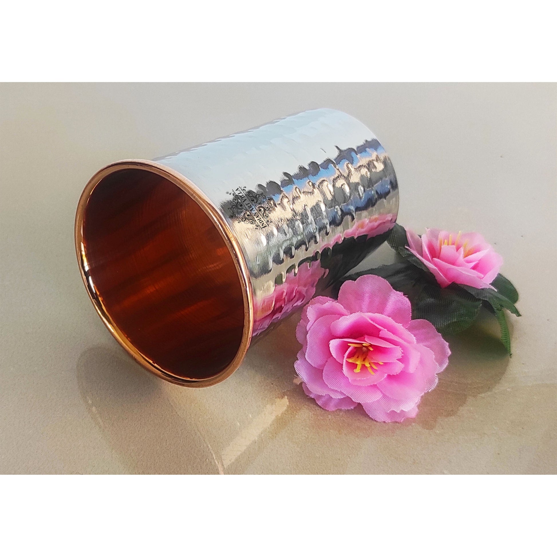 Steel Copper Glass, Tumbler Handcrafted in Luxury Design, Drinkware, Serveware, 250ml