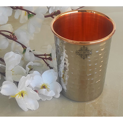 Steel Copper Glass, Tumbler Handcrafted in Luxury Design, Drinkware, Serveware, 250ml