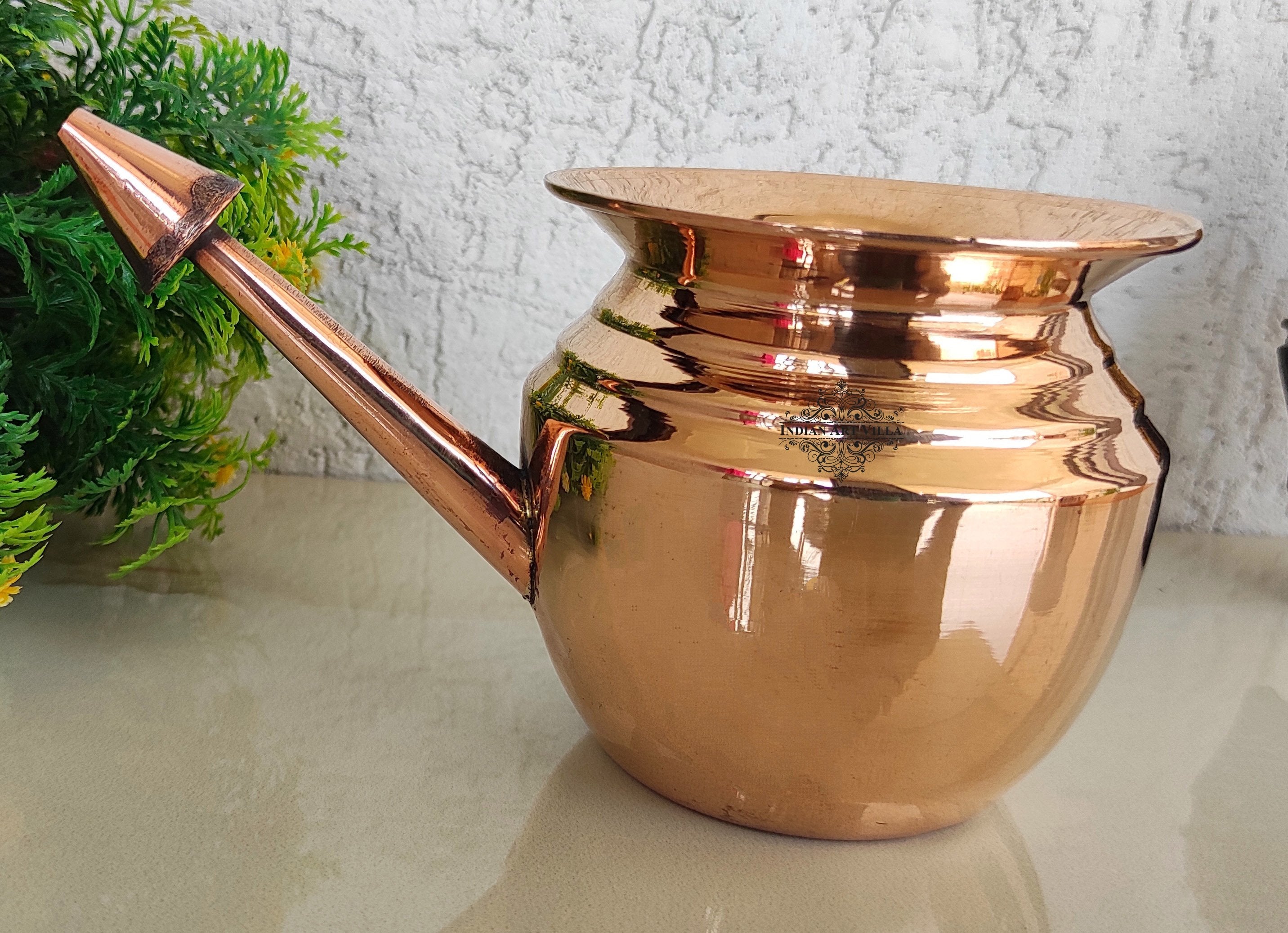 Pure Copper Handmade Ramjhara, NetiPot with Heavy Gauge used to Worship God