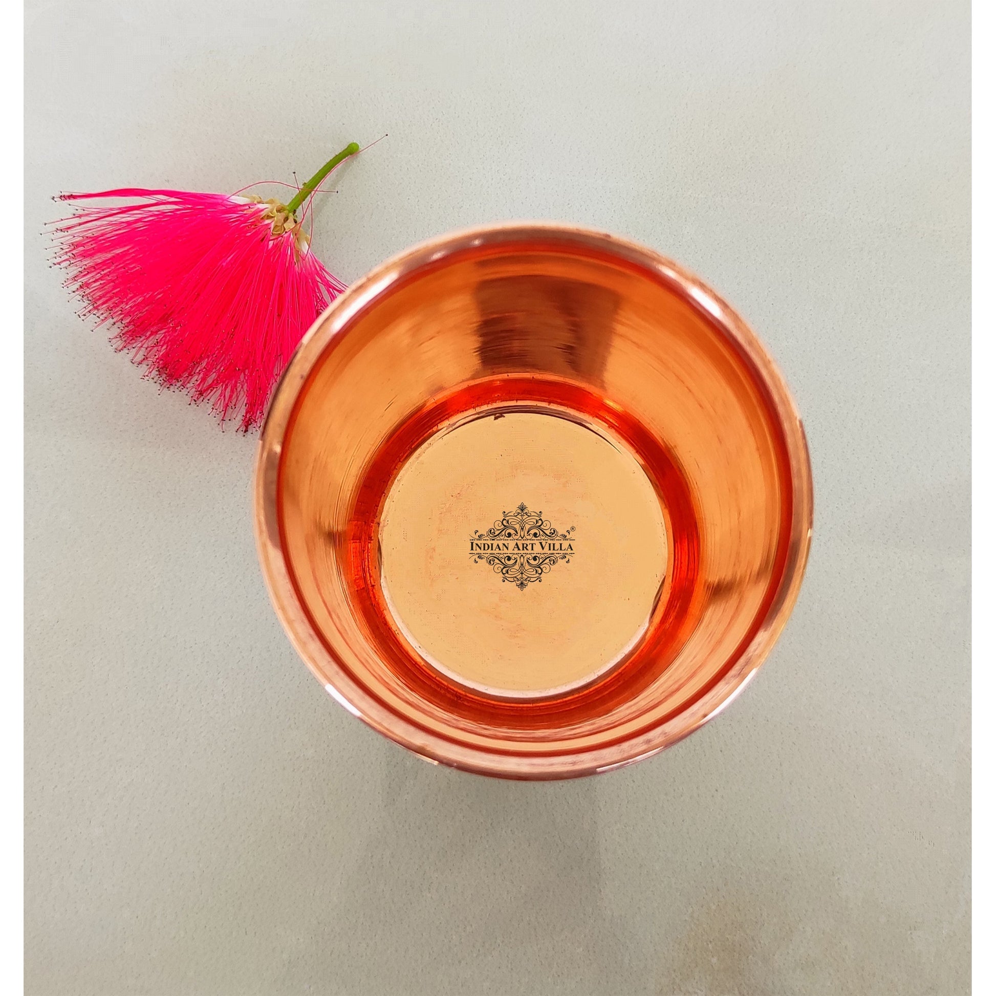 Pure Steel Copper Engraved Floral Design Glass -300 ML