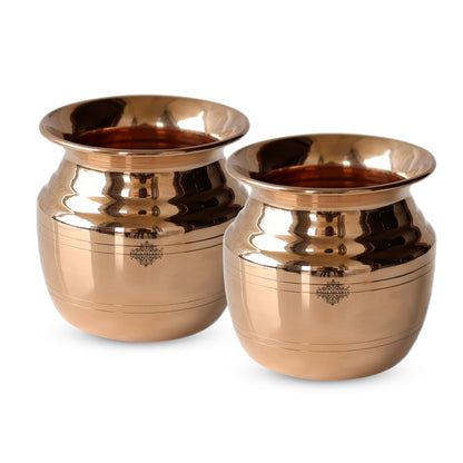 Pure Copper Lota\ Kalash With Wavy Neck Lining Design, Spiritual Items, Pooja Item, Storage & Serving Water