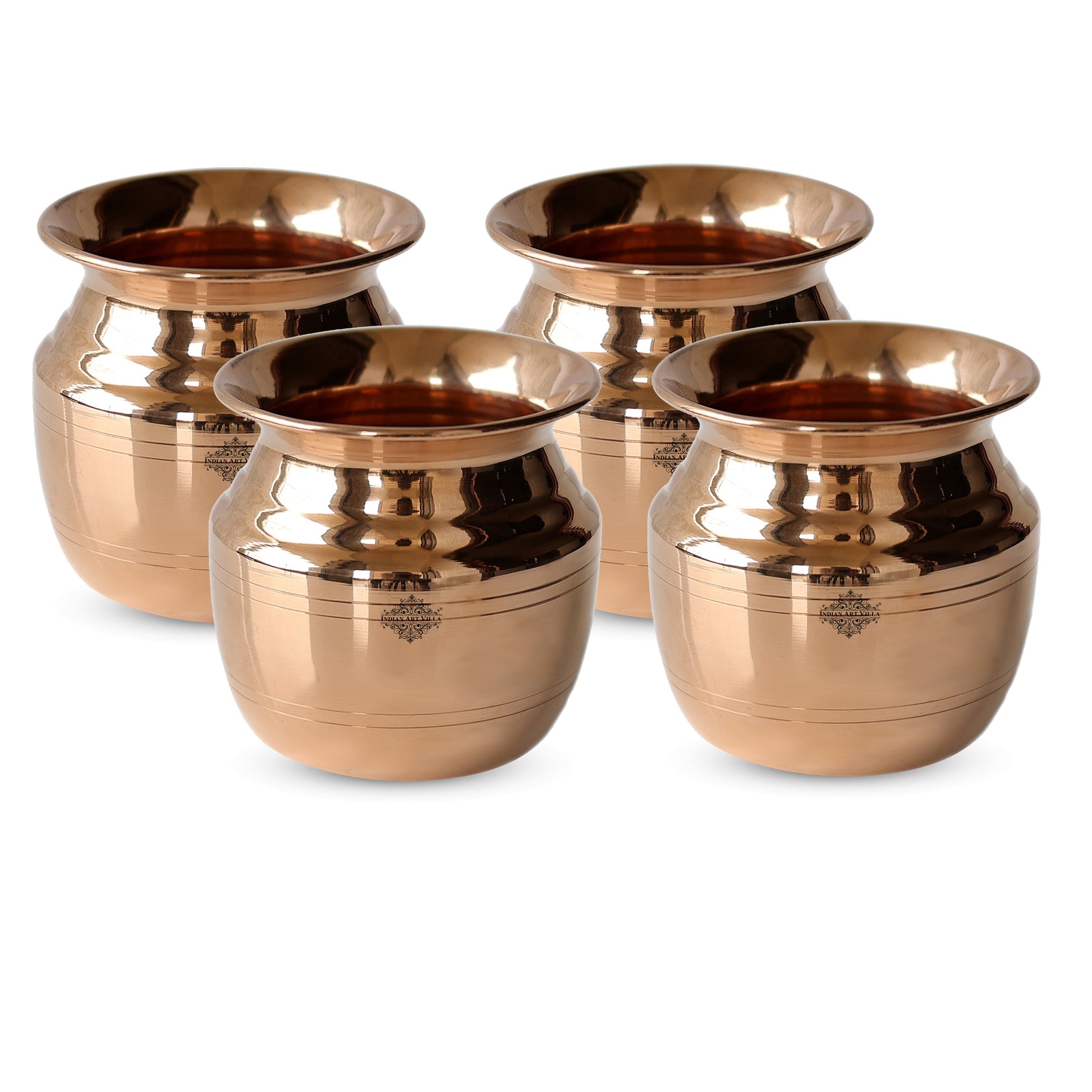 Pure Copper Lota\ Kalash With Wavy Neck Lining Design, Spiritual Items, Pooja Item, Storage & Serving Water