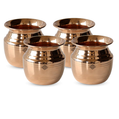 Pure Copper Lota\ Kalash With Wavy Neck Lining Design, Spiritual Items, Pooja Item, Storage & Serving Water