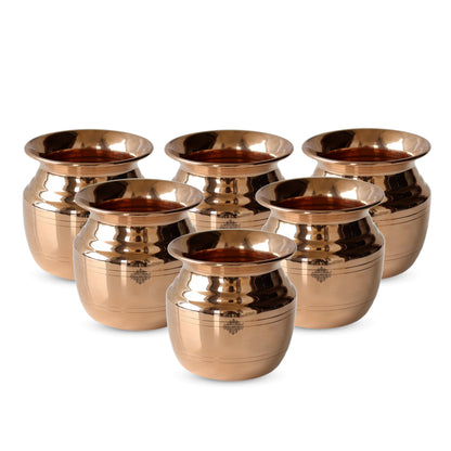 Pure Copper Lota\ Kalash With Wavy Neck Lining Design, Spiritual Items, Pooja Item, Storage & Serving Water