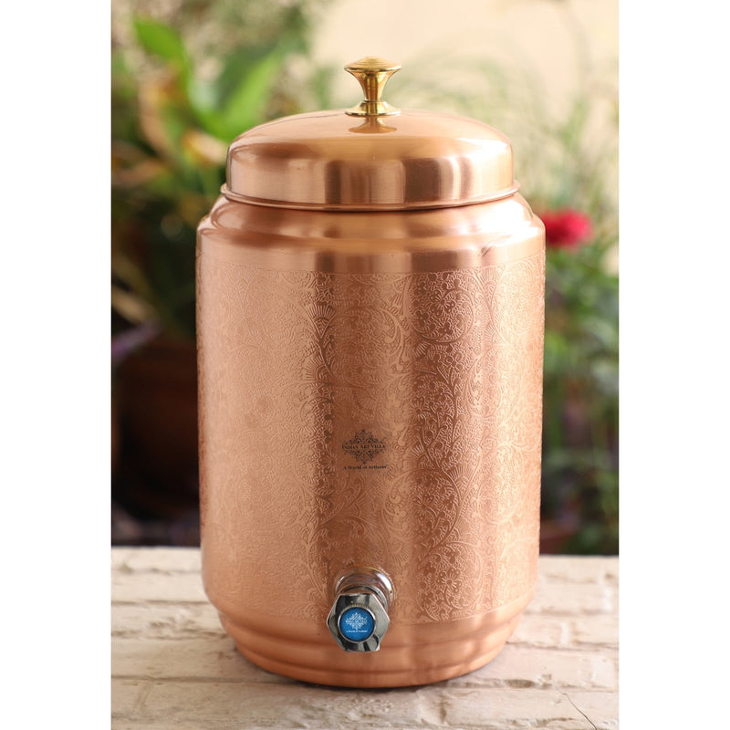 Pure Copper Water Pot with Tap & Stand 5 Liters