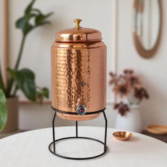 Pure Copper Water Pot with Tap & Stand 5 Liters