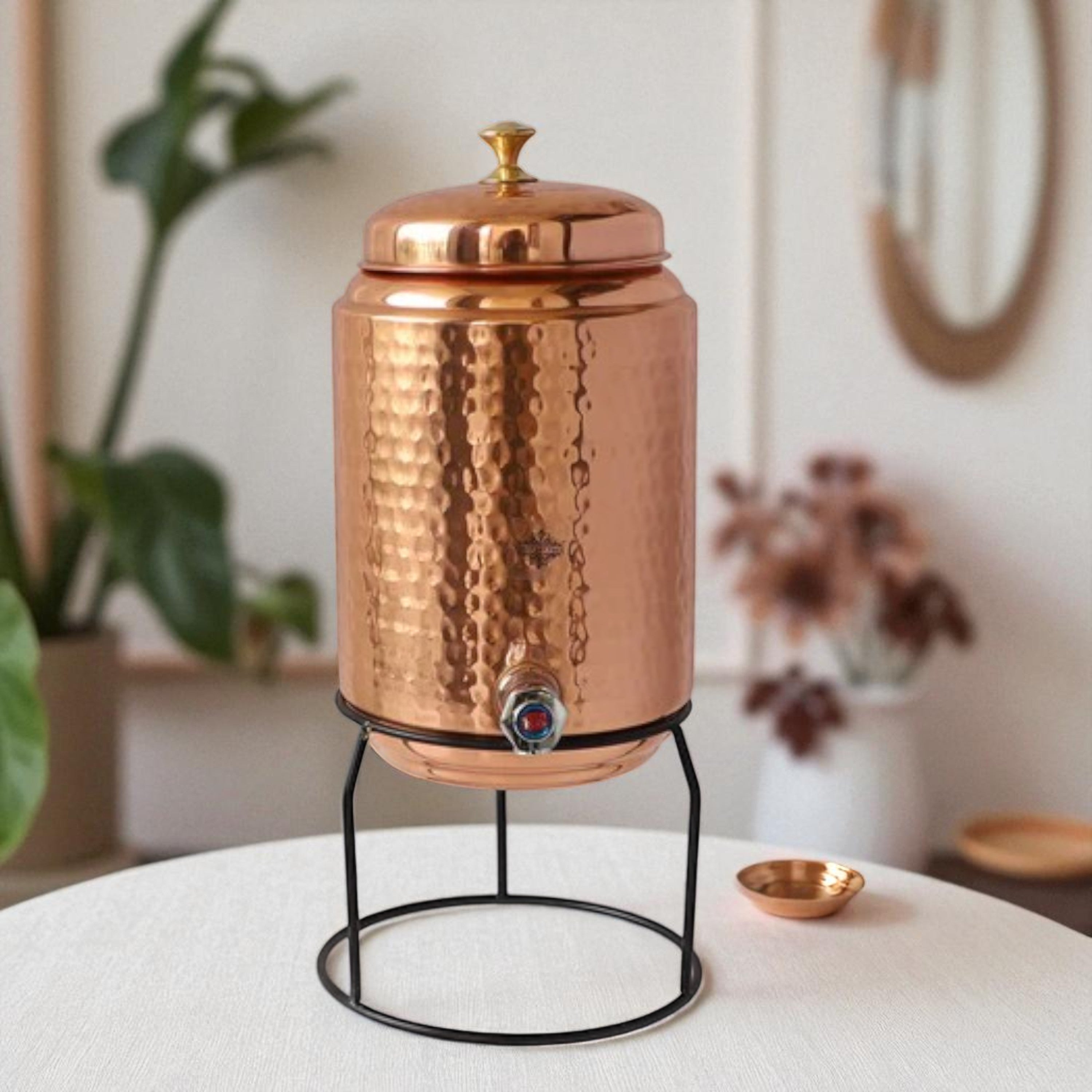 Pure Copper Water Pot with Tap & Stand 5 Liters