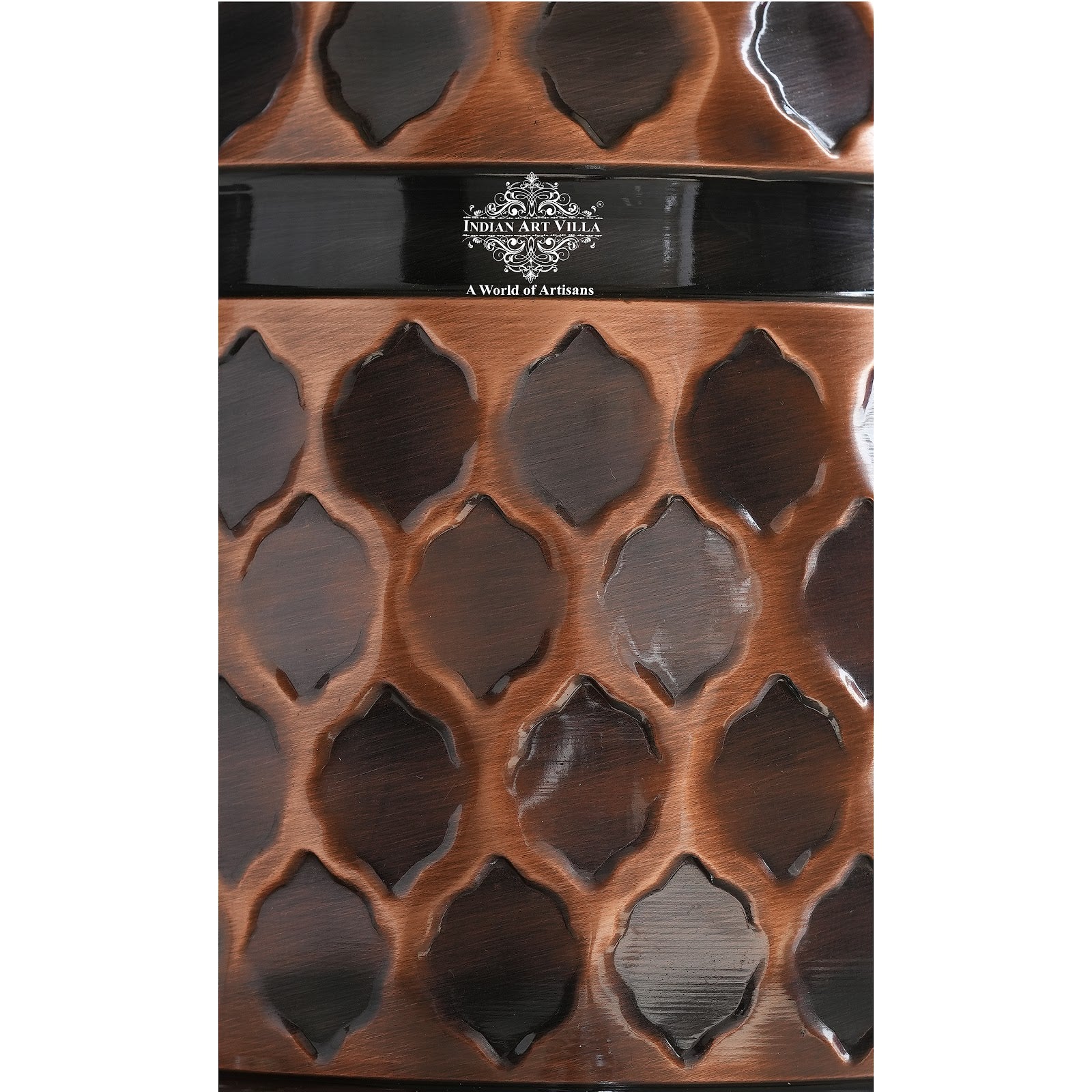 Copper Water Dispenser 5 Litre, Copper Matka Pot, Antique Diamond Design, Ayurvedic Water Storage Container